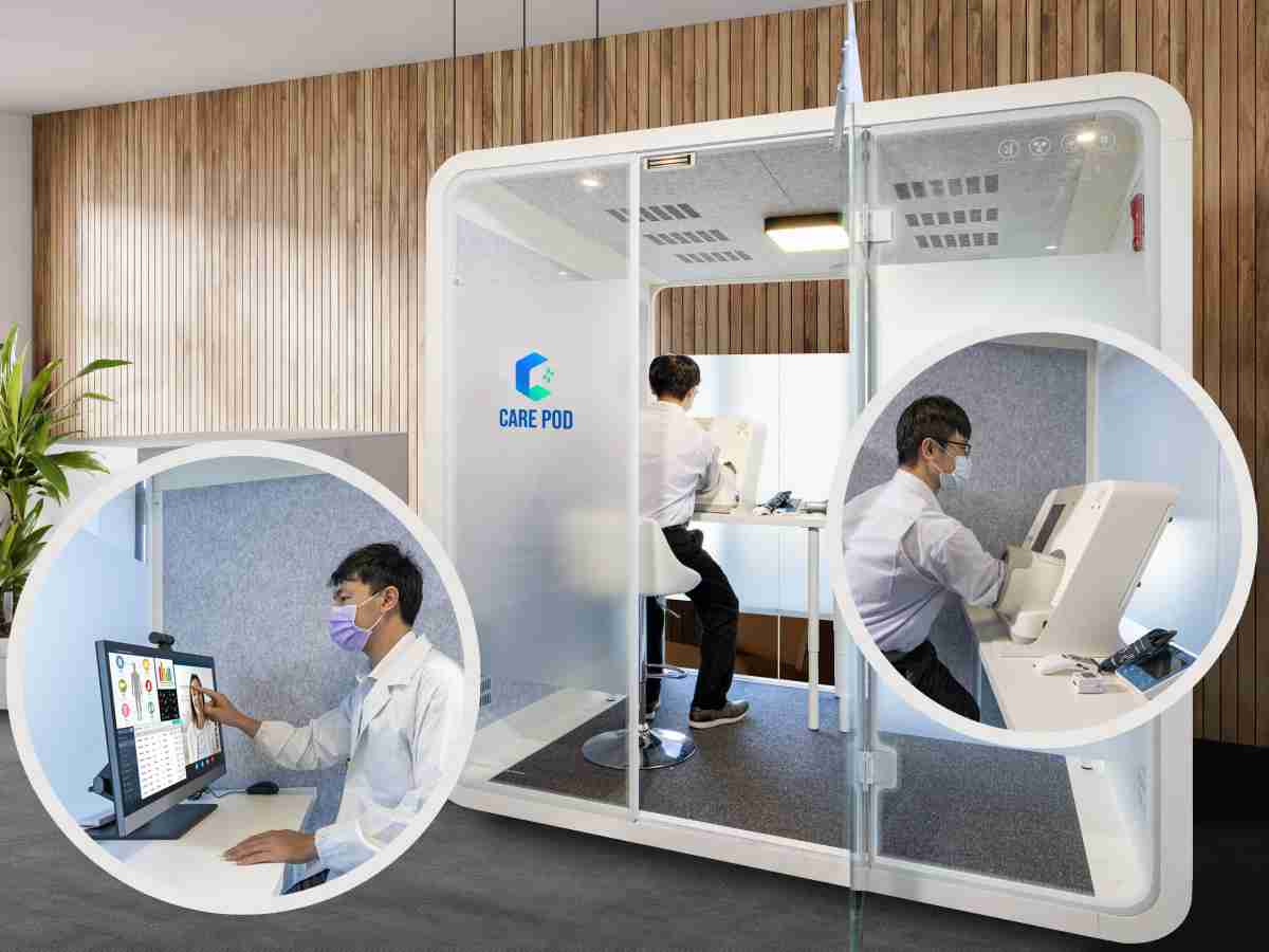 达擎于医疗科技展中展出＂远距诊疗舱＂，，以因应医疗数字化及社会高龄化趋势下、、、、复诊及慢性病患等族群对于远距看诊需求逐渐升高所推出的创新整合方案。。多功能合一、、、、高隐私性的远距诊疗舱可根据病患端与医师端的不同需求，，，提供弹性化及客制化功能，，，，节省医生和病患的精力及时间