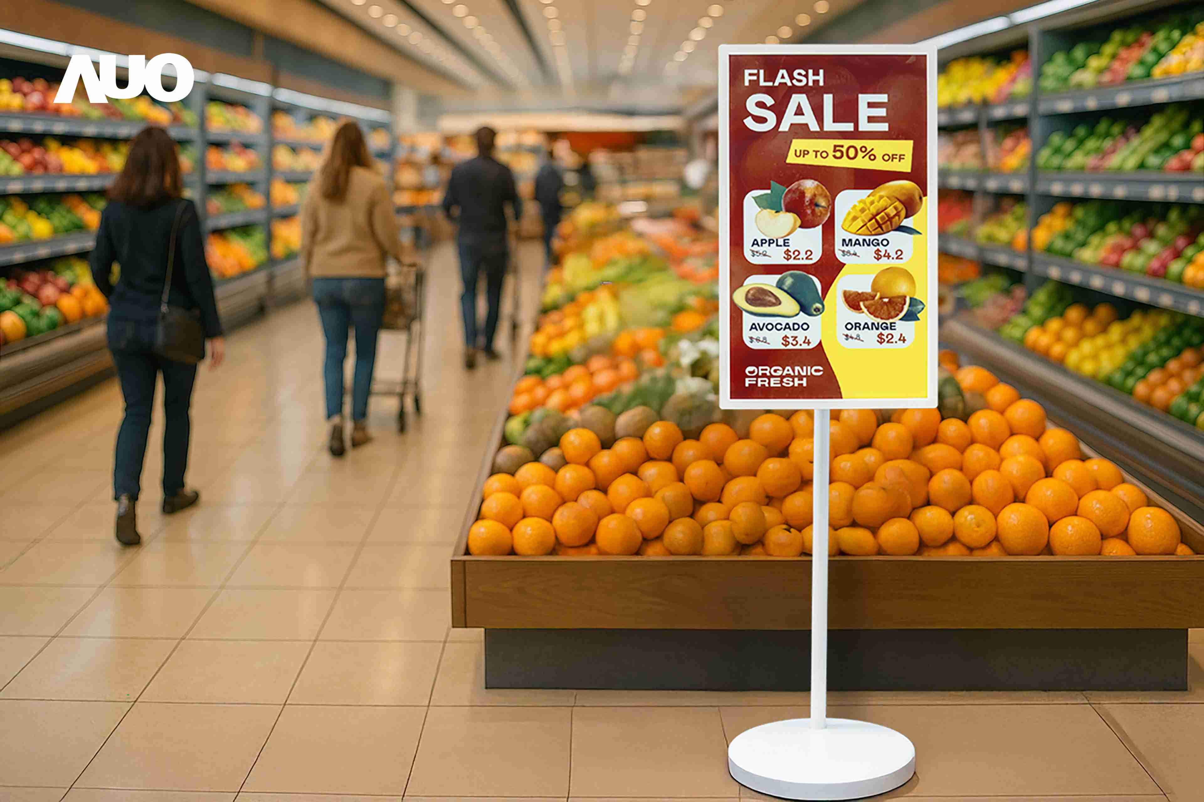 达擎首亮相低功耗、、、全彩的〝aecoPost电子纸解决方案〞，，，仅在更新画面时需要微量的电力驱动，，无需布建电线的便捷设计，，，使其可灵活应用、、、随意置放，，并可透过云端或行动装置app，，，，轻松管理及排程广告内容，，，，晋升店头营销利器。。。。